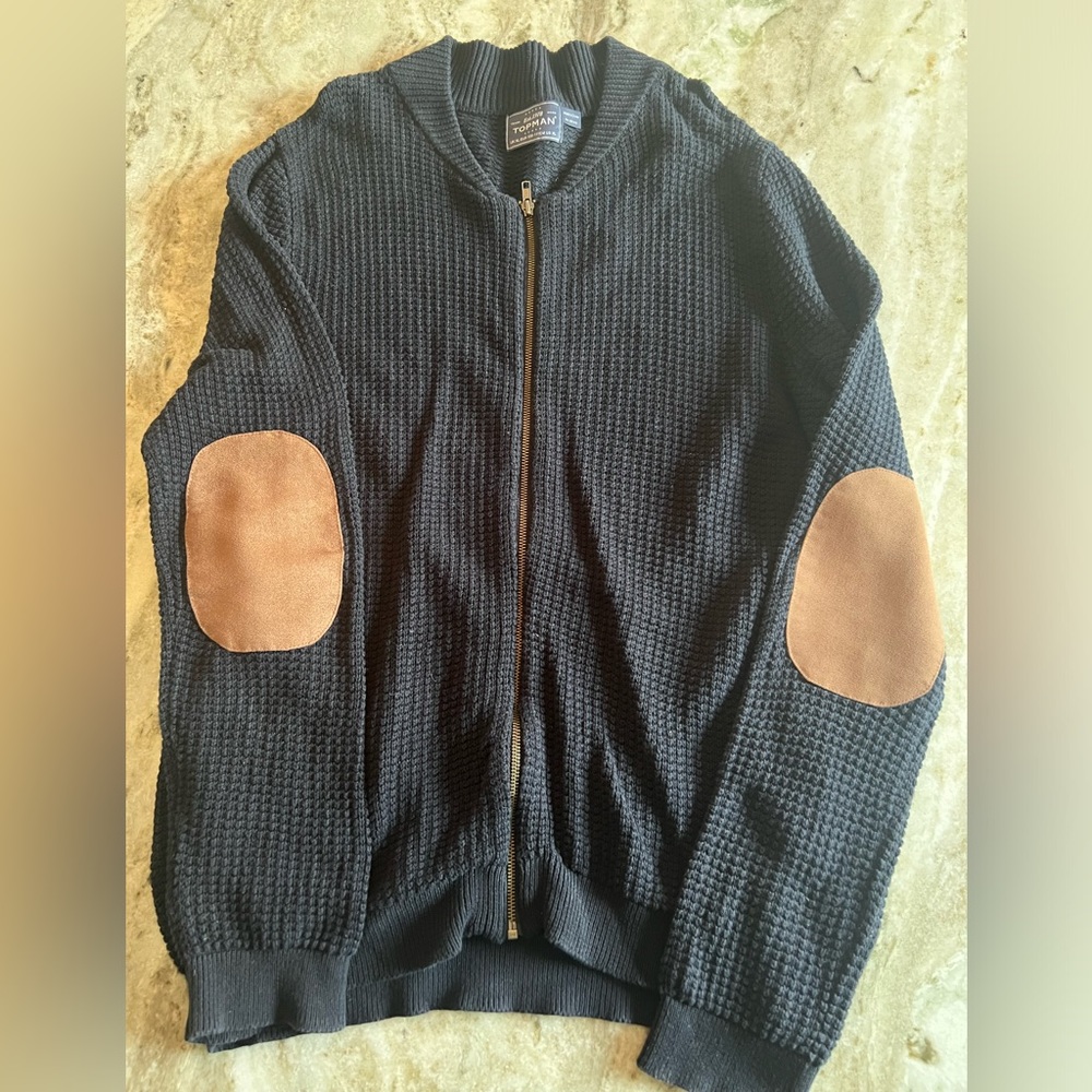 Men’s navy Topman size xl full zip pullover / sweater (Like new)